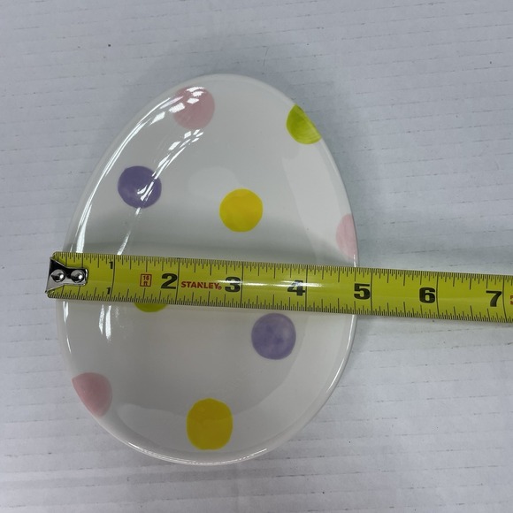 Set 6 Tag Pastel Polka Dot Easter Egg Oval Shape Appetizer Dessert Plates 6" - Picture 6 of 6